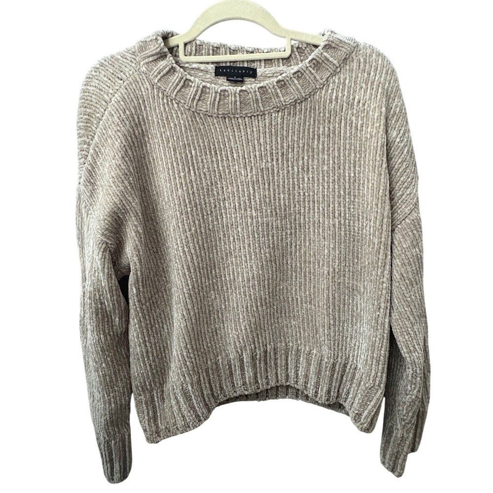 Sanctuary Chenille Knit Pullover Sweater Women's Small Beige‎ Cozy Soft
